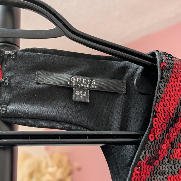 Size 2 GUESS Red & Black Sequin Dress - Picture 4 of 6